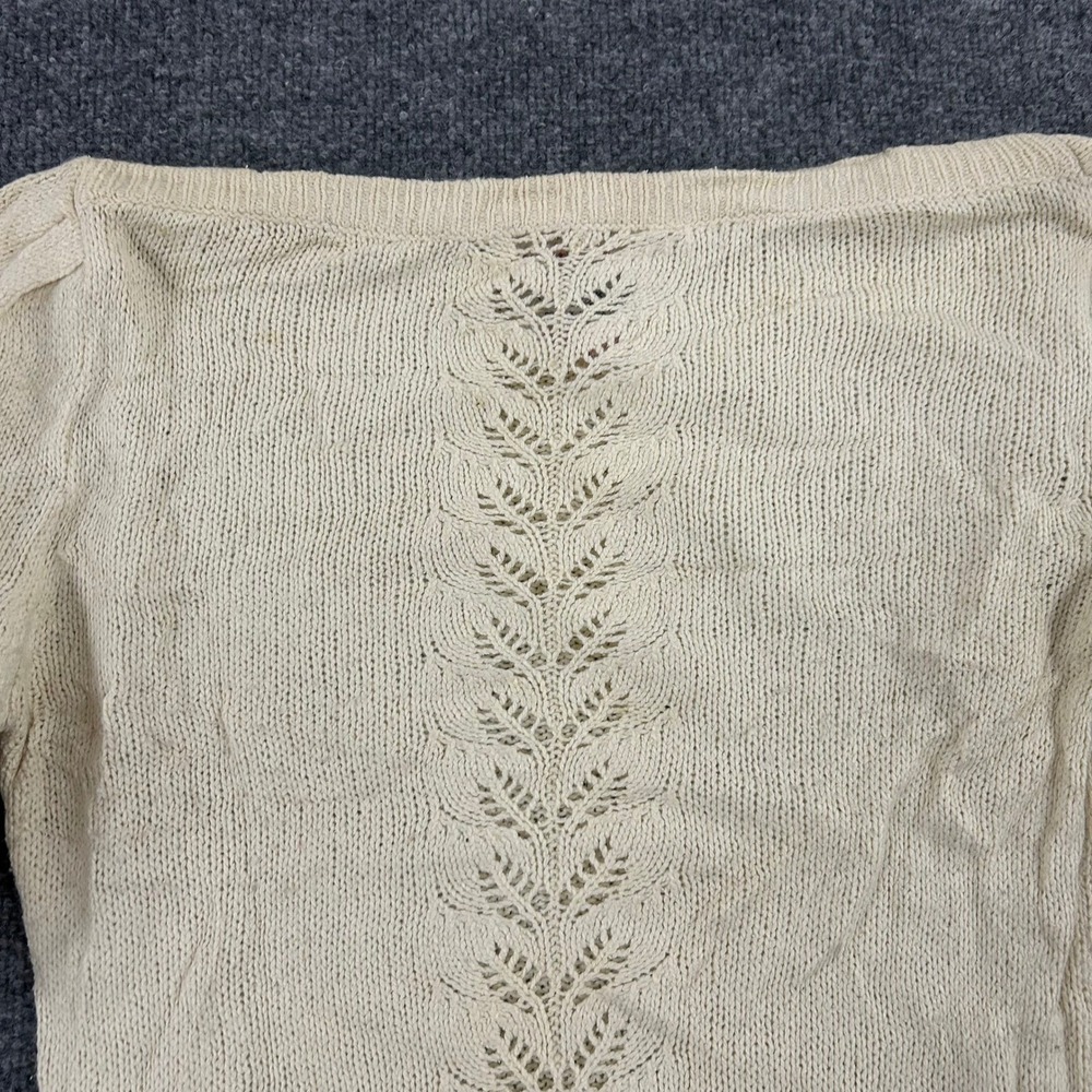 Tally-Ho Sweater Womens Size L Cream Silk Angora Blend Pointelle Knit Vintage